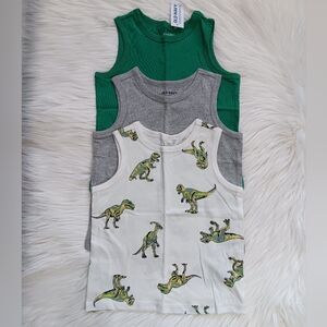 NWT Old Navy Toddler Boy's 3-Pack Tank Top 100% Cotton Size 2T, 4T